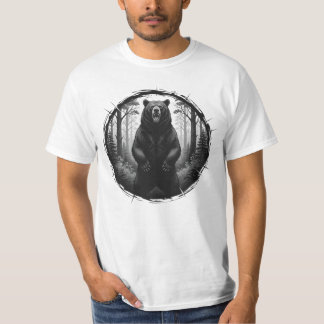 Camiseta Ilustración de Oso Rugiente – Gráfica de Bosque Sa