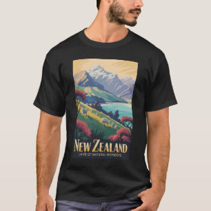 Camiseta Ilustración de ovejas de Nueva Zelanda Arte de via