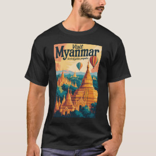 Camiseta Ilustración de pagodas de Myanmar Arte de viaje vi