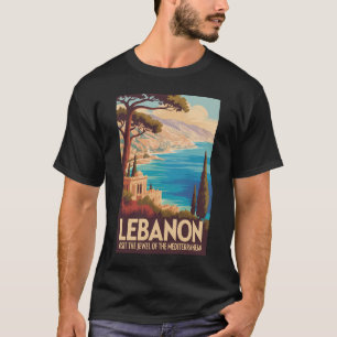 Camiseta Ilustración de paisaje de Líbano Arte de viaje vin