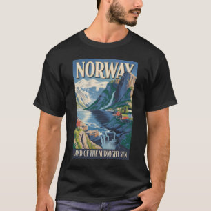 Camiseta Ilustración de paisaje de Noruega Arte de viaje vi