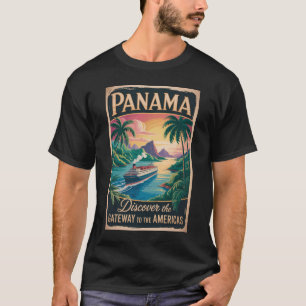 Camiseta Ilustración de paisaje de Panamá Arte de viaje vin