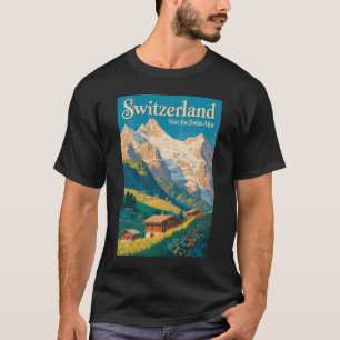 Camiseta Ilustración de paisaje de Suiza Arte de viaje