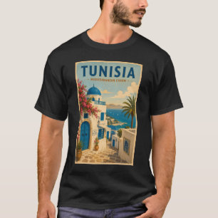 Camiseta Ilustración de paisaje de Túnez Arte de viaje vint