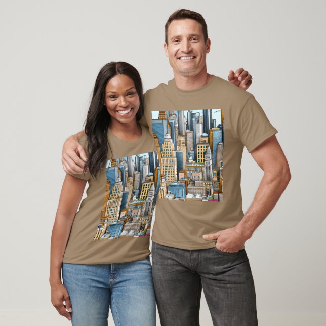 Camiseta Ilustracion de paisajes urbanos de Nueva York (Unisexo)