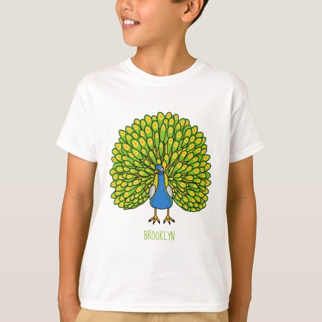 Camiseta Ilustracion de pájaro pavo real (Anverso)