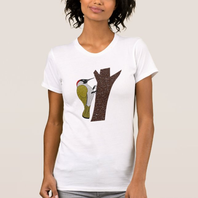 Camiseta Ilustracion de pájaros carpinteros verdes (Anverso)