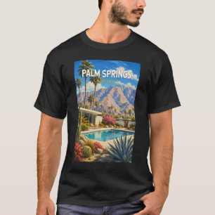 Camiseta Ilustración de Palm Springs California Arte de Via