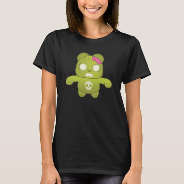 Camiseta Ilustración de Panda Zombie Verde Adorable (Anverso)