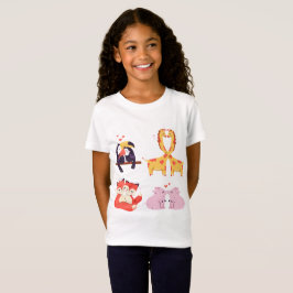 Camiseta Ilustración de pareja de animales lindos para el d
