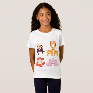 Camiseta Ilustración de pareja de animales lindos para el d