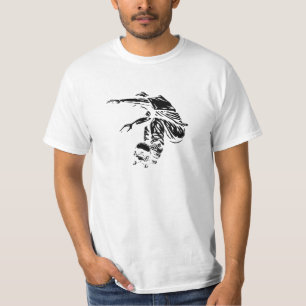 Camiseta Ilustración de patinador en blanco y negro