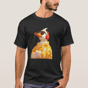 Camiseta Ilustración de pato amarillo con música divertida 