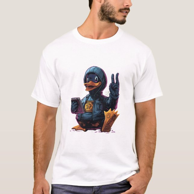 Camiseta Ilustración de pato hacker genial-Programador de t (Anverso)