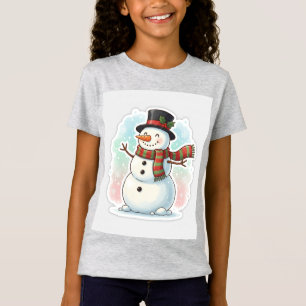 Camiseta Ilustración de pegatina de muñeco de nieve sonrien