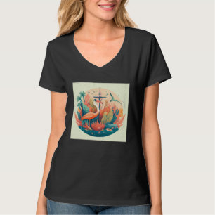 Camiseta Ilustración de pelícano lindo Ancla del océano Col