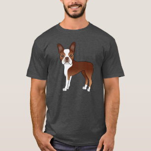 Camiseta Ilustracion de perro adorable de Red Boston Terrie