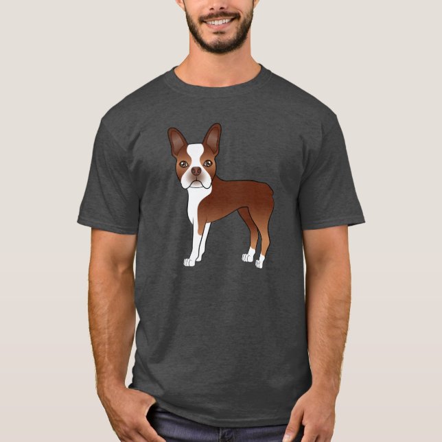 Camiseta Ilustracion de perro adorable de Red Boston Terrie (Anverso)