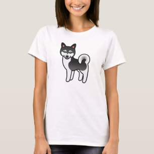 Camiseta Ilustración de perro Alaskan Klee Kai blanco y neg