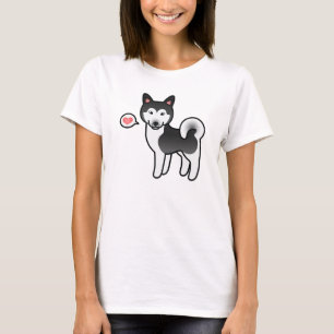 Camiseta Ilustración de perro Alaskan Malamute blanco y neg