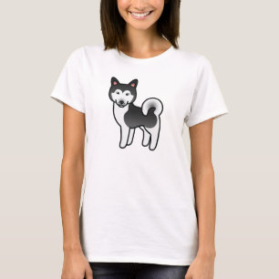 Camiseta Ilustración de perro Alaskan Malamute blanco y neg