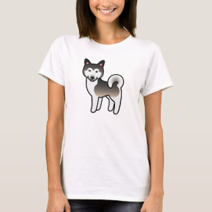Camiseta Ilustración de perro Alaskan Malamute gris lobo