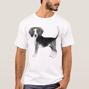 Camiseta Ilustracion De Perro Beagle Cudo En Blanco Y Negro