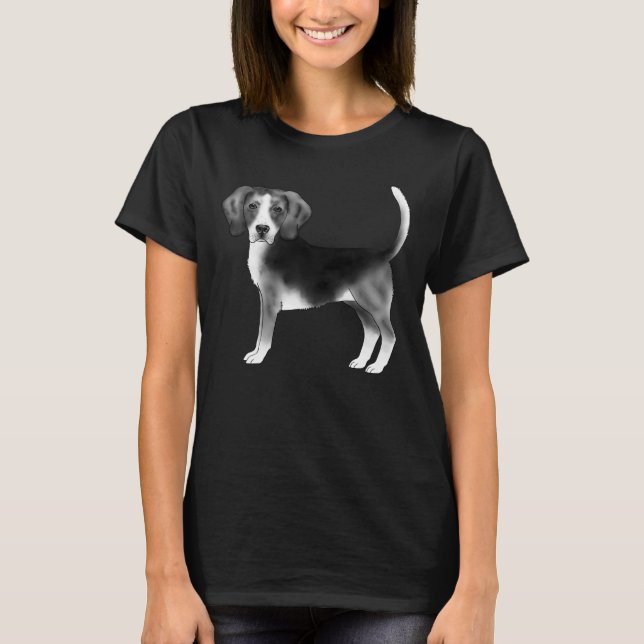 Camiseta Ilustracion De Perro Beagle Cudo En Blanco Y Negro (Anverso)