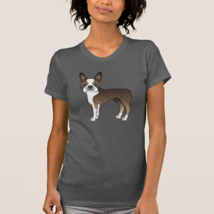 Camiseta Ilustración de perro Boston Terrier atigrado y bla