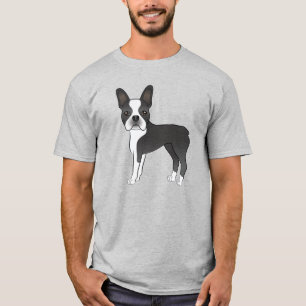 Camiseta Ilustración de perro Boston Terrier negro y blanco