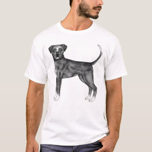 Camiseta Ilustración de perro boxer alemán en blanco y negr