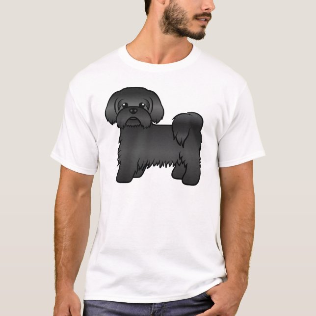 Camiseta Ilustracion de perro chiita negro Tzu lindo (Anverso)