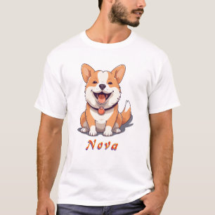 Camiseta Ilustración de perro Corgi de dibujos animados fel