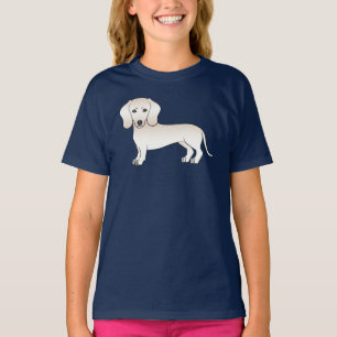 Camiseta Ilustración de perro dachshund crema de pelo corto