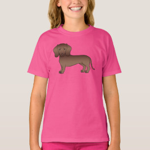 Camiseta Ilustración de perro Dachshund marrón de pelo liso