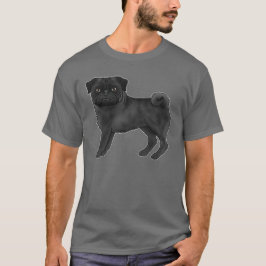 Camiseta Ilustracion de perro de cerdo negro adorable caric