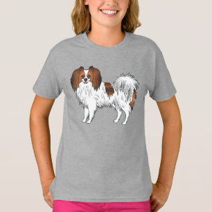 Camiseta Ilustración de perro de raza toy Phalène sable roj