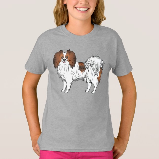 Camiseta Ilustración de perro de raza toy Phalène sable roj (Anverso)