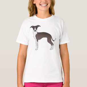 Camiseta Ilustración de perro galgo italiano blanco y foca