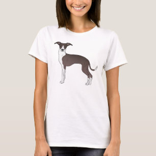 Camiseta Ilustración de perro galgo italiano blanco y foca