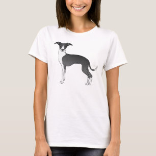 Camiseta Ilustracion De Perro Gris Negro Y Blanco Italiano