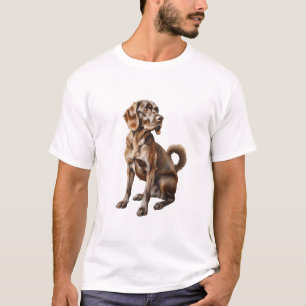 Camiseta Ilustracion de perro marrón realista para los aman