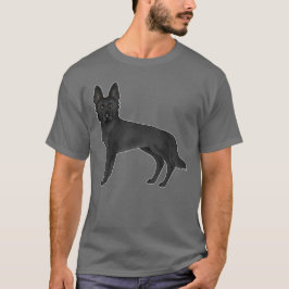 Camiseta Ilustracion de perro pastor de pastor alemán negro