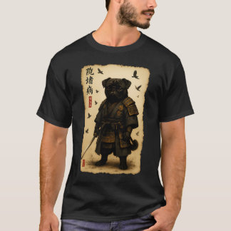 Camiseta Ilustración de perro pug guerrero samurái japonés