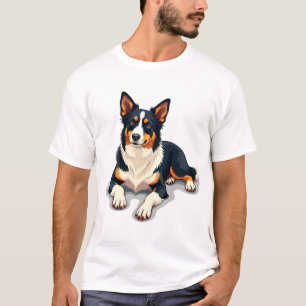 Camiseta Ilustración de perro retrato vintage Tricolor Bord