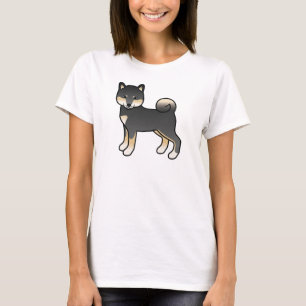 Camiseta Ilustración de perro Shiba Inu negro y fuego estil