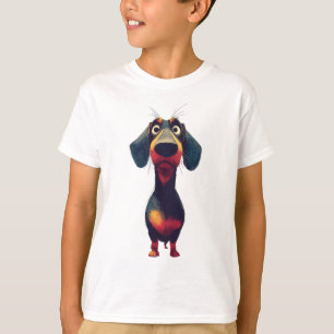 Camiseta Ilustración de personaje caprichoso de dachshund