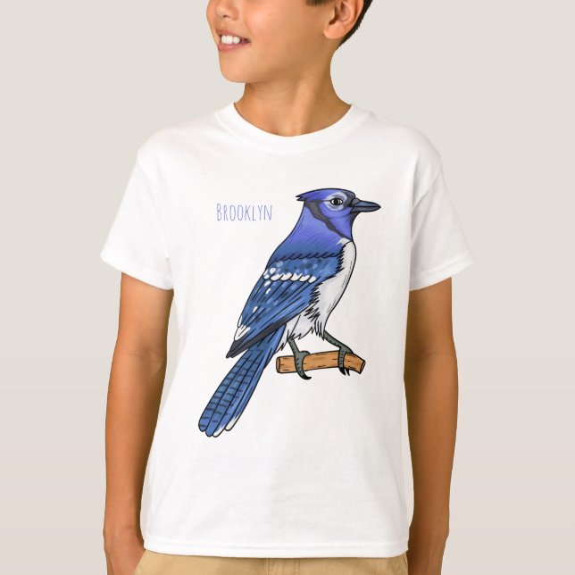 Camiseta Ilustracion de personalizado de ave azul jay (Anverso)