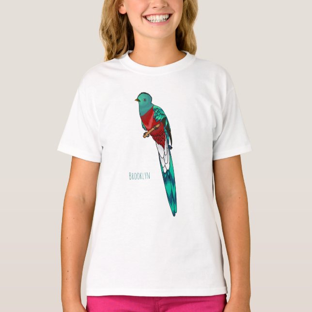 Camiseta Ilustracion de personalizado de aves quetzales res (Anverso)