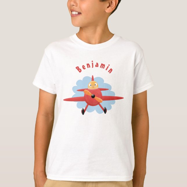 Camiseta Ilustracion de personalizado de avión rojo que vue (Anverso)